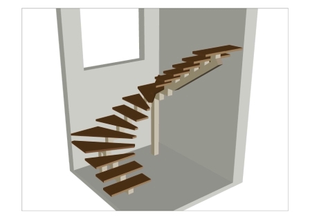 Лестница на монокосоуре с забежными ступенями